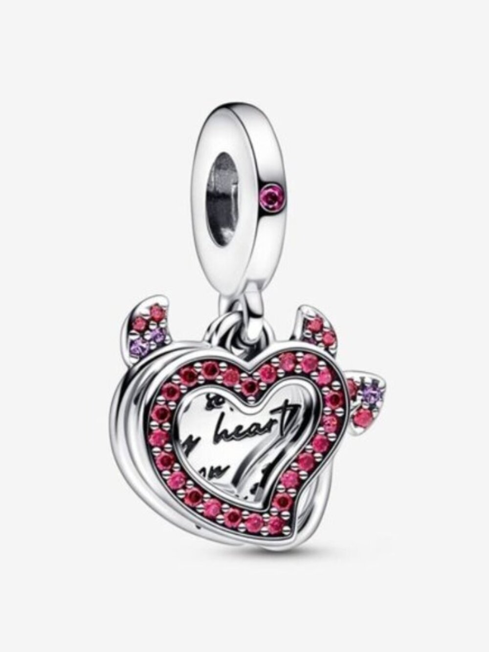 Pandora Pink Heart Dangle Charm with Accent Stones